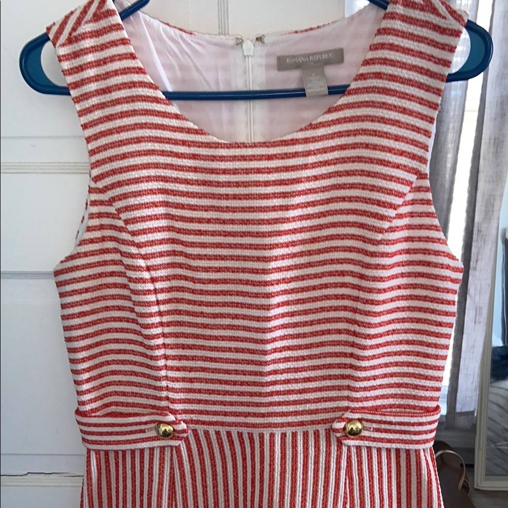 Banana Republic Red and White Fit and Flare Dress